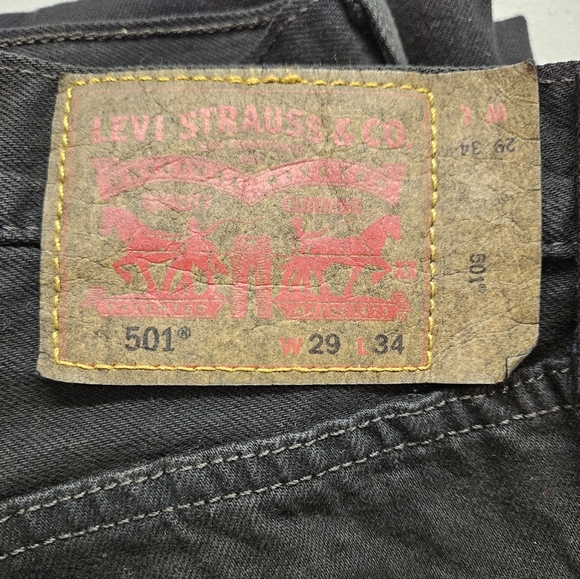 Levi's 501's Classic Straight Leg Jeans In Black Denim Size 29 X 34 - Picture 8 of 12